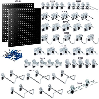 Triton Products LocBoard Pegboards with 46 pc. LocHook Assortment (LB1-BKKit)