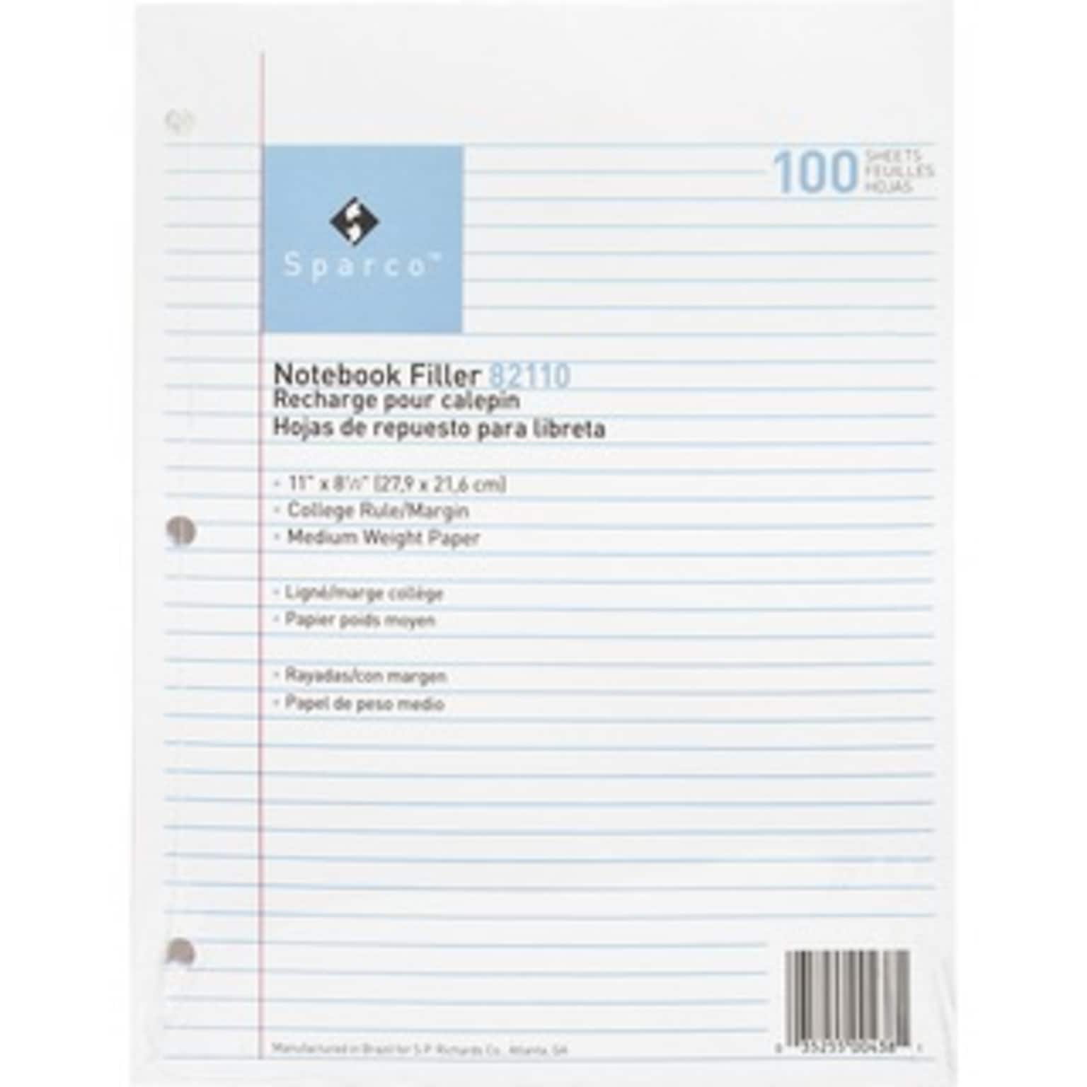 American Paper College Ruled Filler Paper, 8.5 x 11, 3-Hole Punched, 100 Sheets/Pack (140P100)