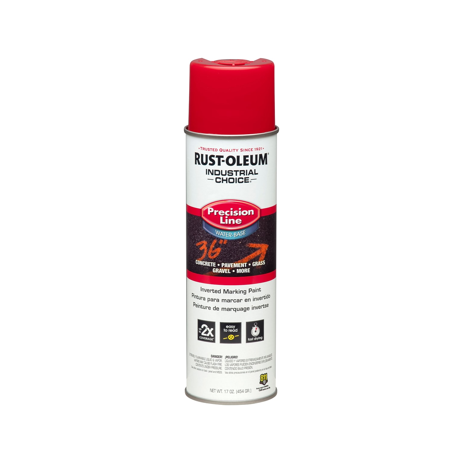 Rust-Oleum Industrial Choice Precision Line Inverted Marking Paint, Safety Red, 17 Oz., 12/Pack (203038)