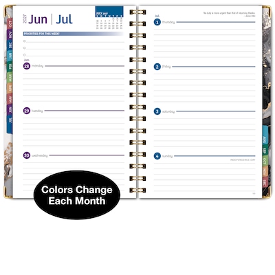 2027 Excello Brands 6" x 8" Weekly & Monthly Standard Planner, Paperboard Cover, Black Gold Marble (FSHN-CY27-58-34)