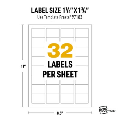 Avery Inkjet UltraDuty GHS Labels, White, 1600 Labels/Box (97183)