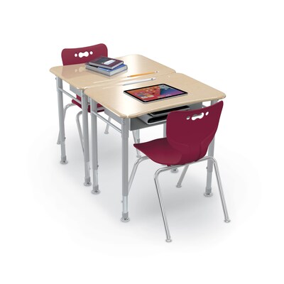 MooreCo Astute 26"W Rectangle Student Desk, Fusion Maple, 2/Pack (59082)