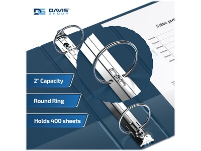 Davis Group Premium Economy 2" 3-Ring Non-View Binders, Navy Blue, 6/Pack (2313-72-06)