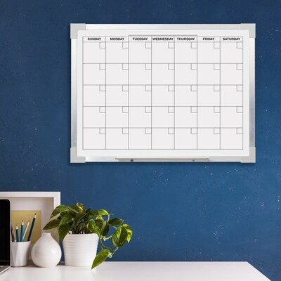 Flipside Magnetic Dry-Erase Calendar Whiteboard, Aluminum Frame, 18 x 24 (17302)