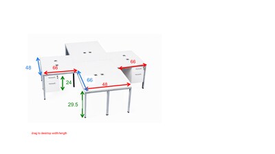 Boss Office Products Simple System 66"W L-Shaped Desk with Pedestal, Driftwood, 4/Set (SGSD019-102)