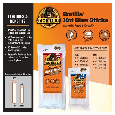 Gorilla Glue Sticks, Clear/Opaque, 75/Pack (3027502)