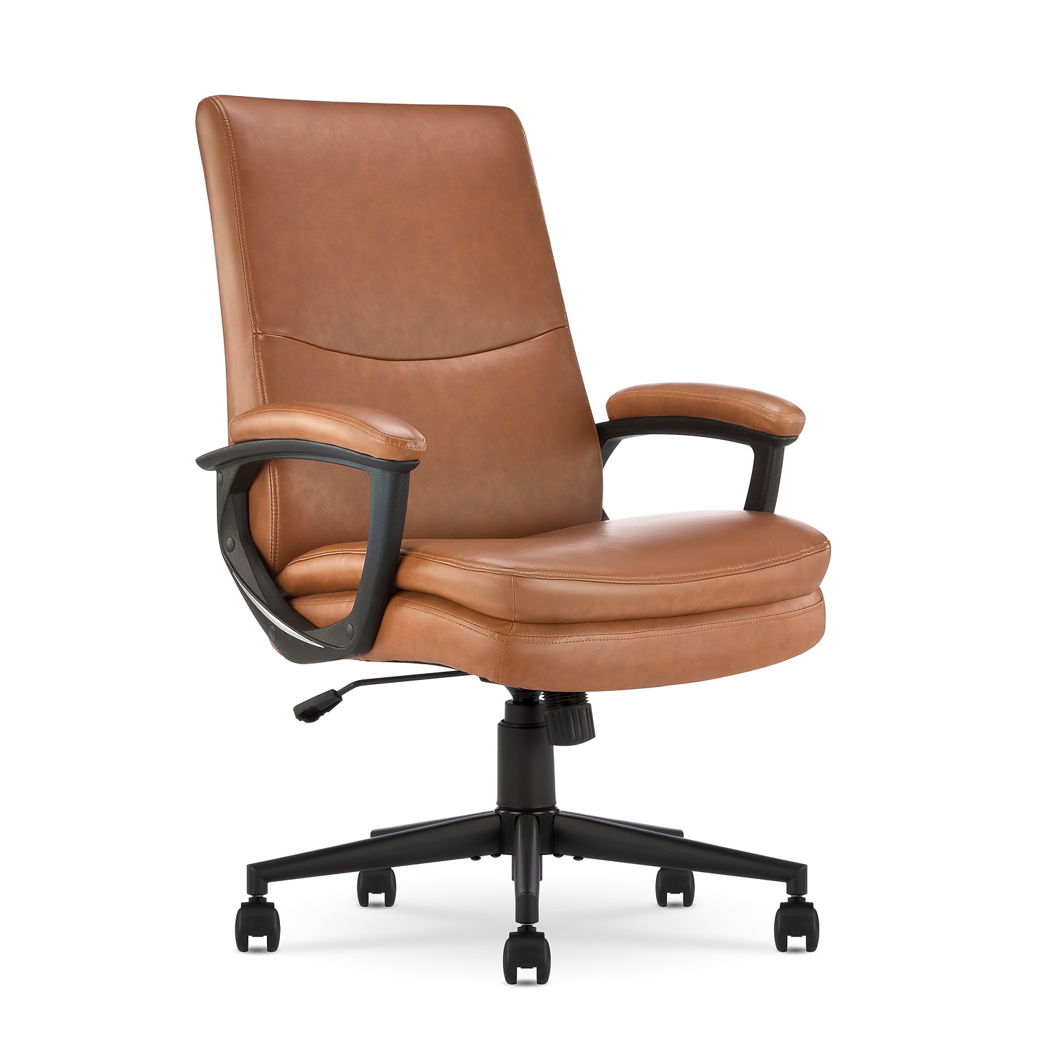 Serta Comfort Modern Ergonomic Bonded Leather Swivel Executive Chair, Cognac (CHR10132D)