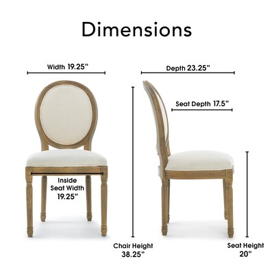 Finch Elmhurst Round Back Dining Chair, Cream, 2/Set (CHR10072A)