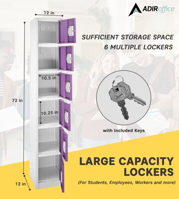 AdirOffice 72"H 6-Tier Purple Storage Locker (ADI629-206-PUR-DL)