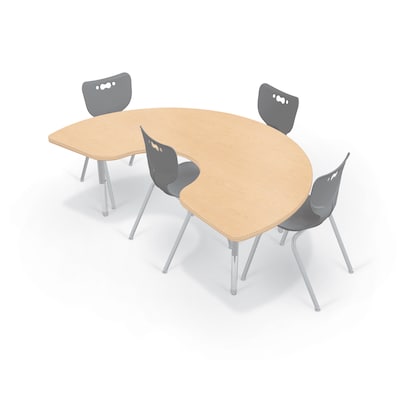 MooreCo Hierarchy Kidney Shaped Table, 72"W x 48"D, Fusion Maple/Platinum Base (703673562881)