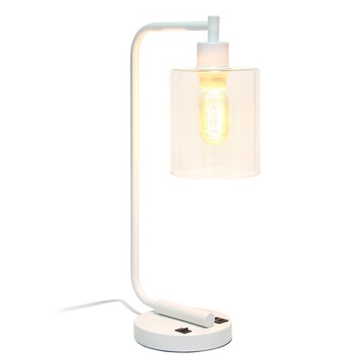 Creekwood Home Vintage Vantage 18.8 Minimalist Industrial Curved Arm Desk Lamp, White (CWD-1016-WH)