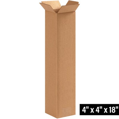 4 x 4 x 18 Shipping Boxes, 32 ECT, Brown, 25/Bundle (4418)