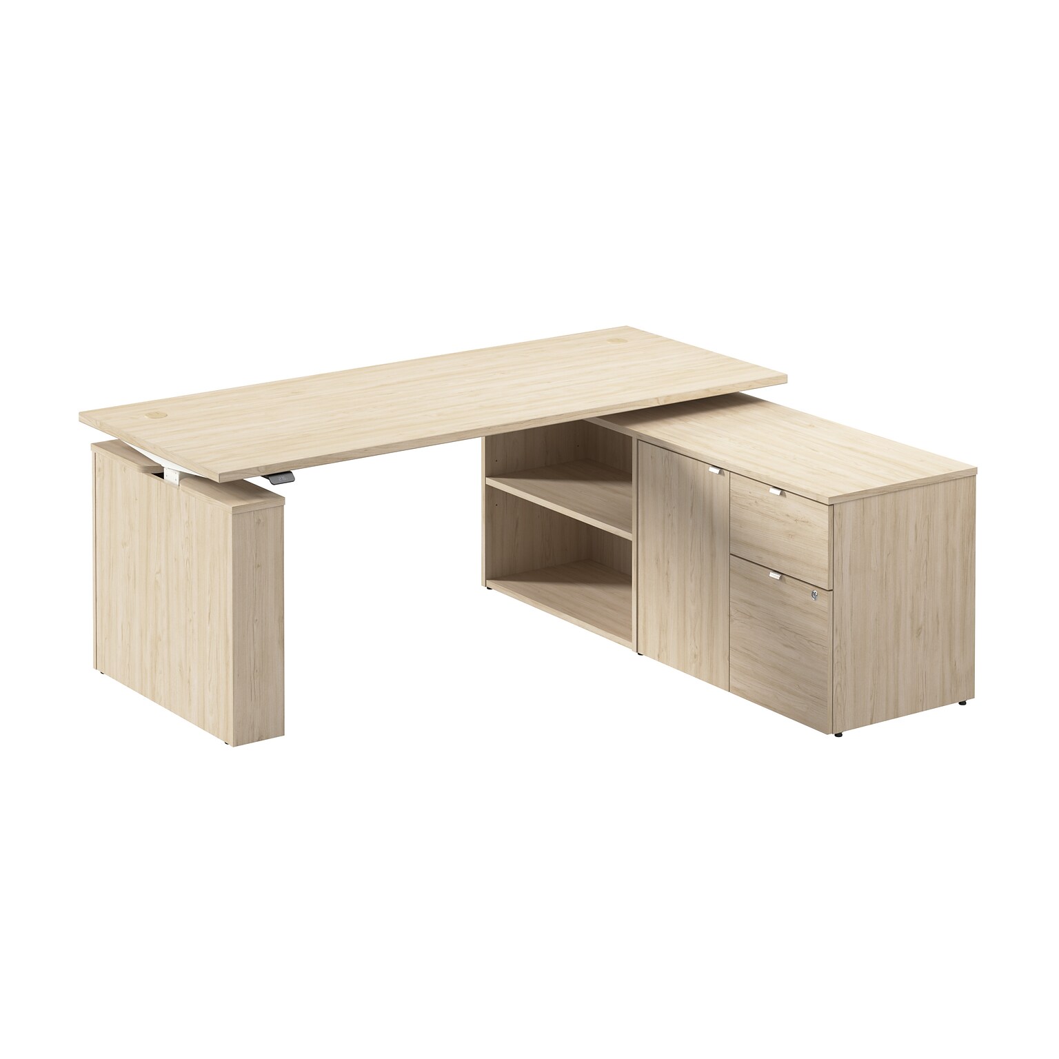 Bush Business Furniture Stratus 72W Electric Adjustable Standing Desk with Storage, Natural Elm (SUT020NE)