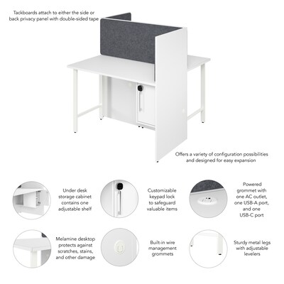 Bush Business Furniture Hustle 48"W 2 Person Back to Back Cubicle Panel Workstation, White (HUS020WH)