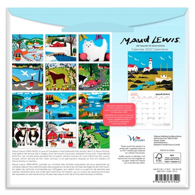 2027 BrownTrout Maud Lewis AGNS 8.5 x 8.5 Monthly Wall Calendar, Assorted Colors (9781525617522)