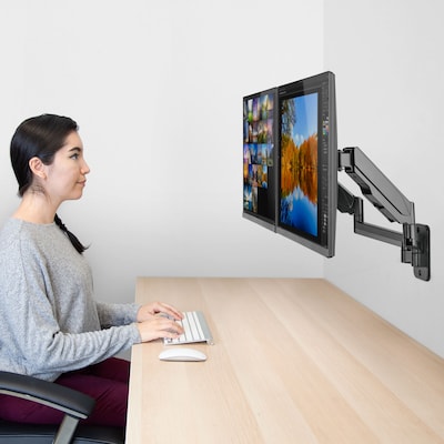 Mount-It! Adjustable Dual Monitor Wall Mount, Up to 32", Black (MI-1766B)