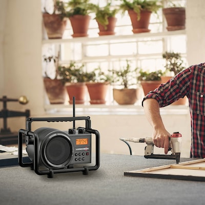 Sangean LUNCHBOX Portable FM/AM Ultra-Rugged Utility Worksite Digital Radio, Gray/Black (SG-102)