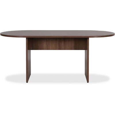 Lorell Essentials 72 W Oval Conference Table, Walnut Laminate (LLR69988)