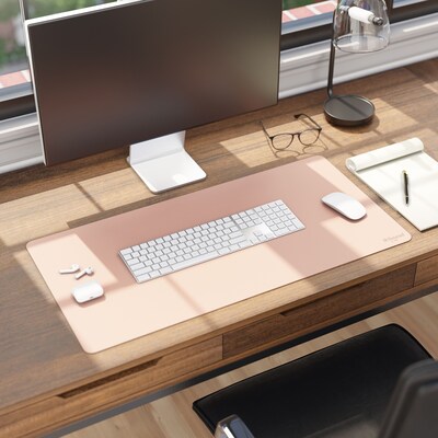 Smead Medium Vegan Leather Anti-Slip Desk Pad, 31.5" x 15.7", Light Pink (SMD64834)