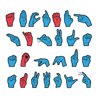 WonderFoam 3" Magnetic Sign Language Letters, Red/Blue, 26 Pieces/Pack, 2 Packs (CK-4448-2)