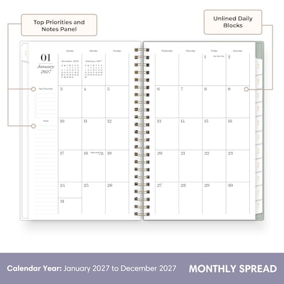 2027 Blue Sky Sincerely Jules 5" x 8" Weekly & Monthly Planner, Green/White (164250)