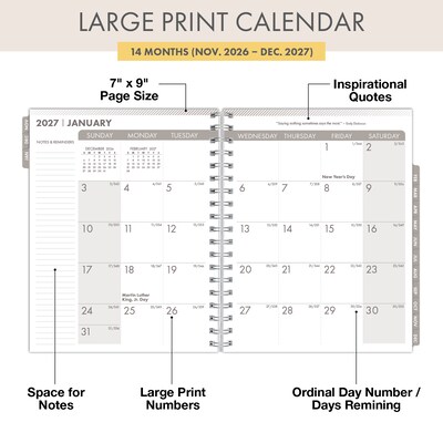2027 Excello Brands Essential Pro 7 x 9 Weekly & Monthly Planner, Pastel Peacock (ESPRO-CY27-79-61)