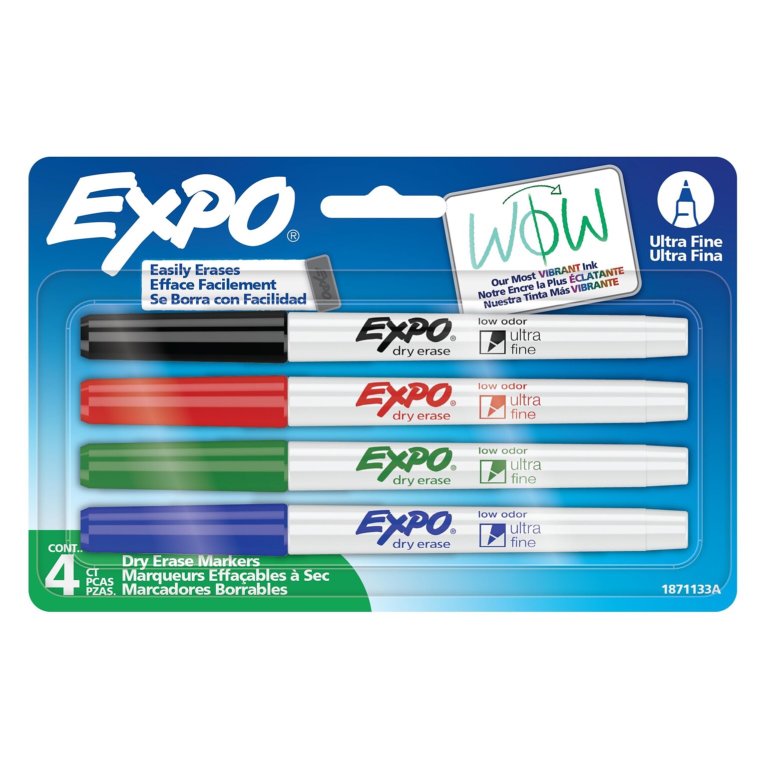 Expo Dry Erase Markers, Ultra Fine Tip, Assorted Colors, 4/Pack (1871133)