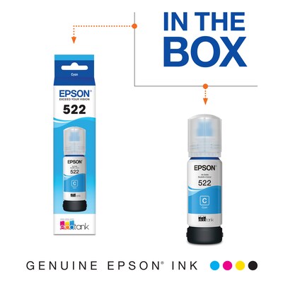 Epson T522 Cyan Standard Yield Ink Bottle (T522220-S)