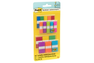 Post-it Flags Combo Pack, .47" Wide and .94" Wide, Assorted Colors, 320 Flags/Pack (683-XL1)
