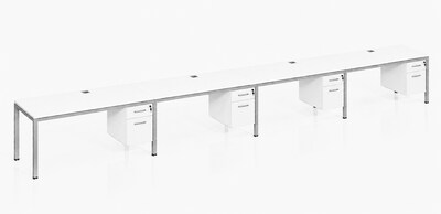 Boss Office Products Simple System 48W Desk with Pedestal, White, 4/Set (SGSD010-110-WT)