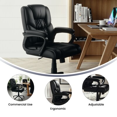 Flash Furniture Fundamentals Ergonomic LeatherSoft Swivel Big & Tall Office Chair, Black (CX1179HBK)