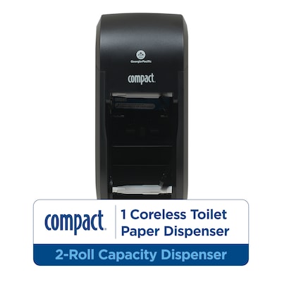 Georgia-Pacific Compact 2-Roll Coreless Toilet Paper Dispenser, Black (56790A)