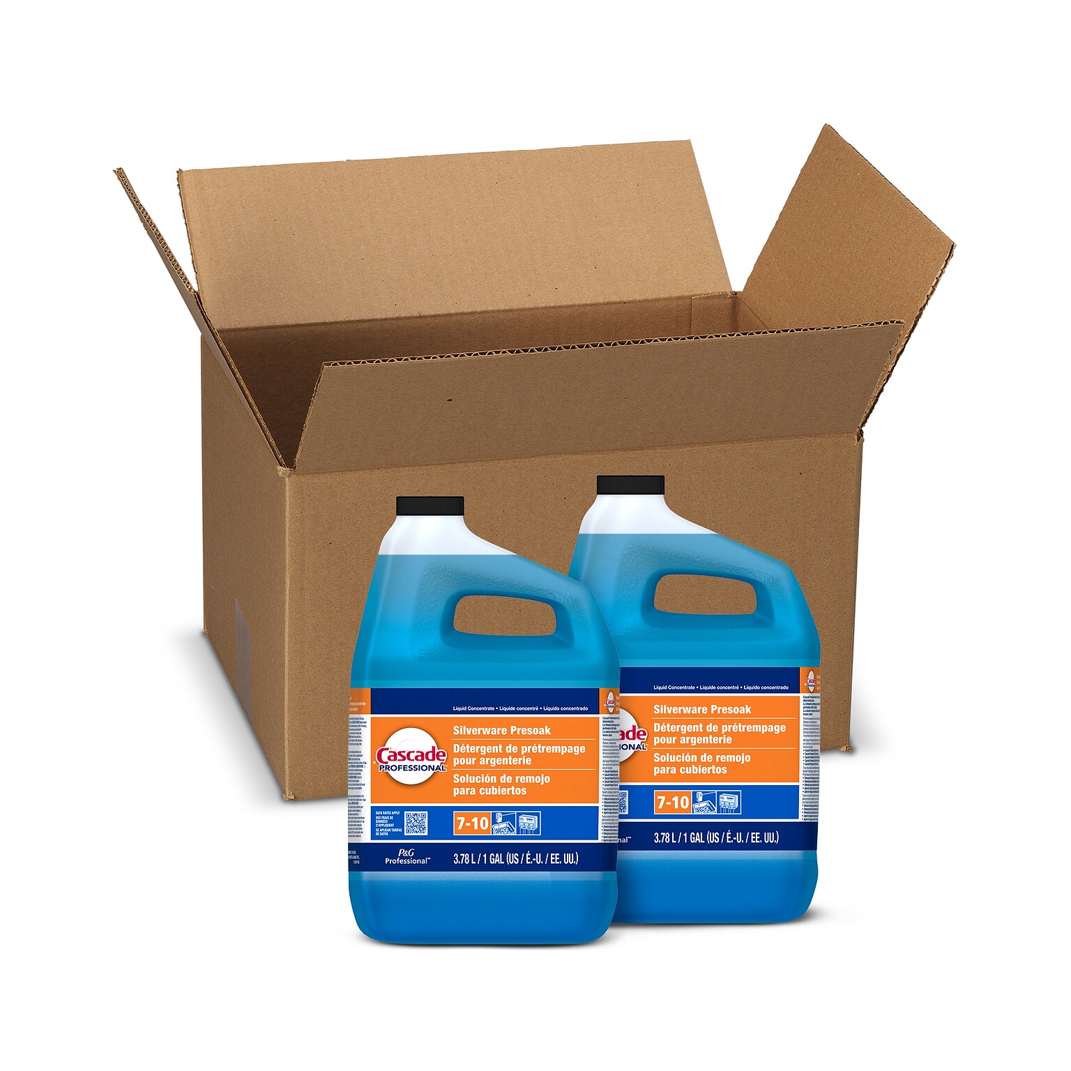Cascade Professional Silverware Presoak Dishwasher Detergent Liquid, Unscented, 128 oz., 2/Carton (71188CT)