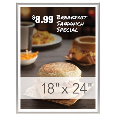 Staples 18 x 24 Plastic Poster Frame, Silver (PPFRM-1824-SLV)