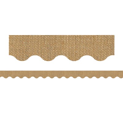 Teacher Created Resources Burlap Design Scalloped Rolled Border Trim, 2.19 x 50 ft., Natural, 3 Rolls/Bundle (TCR8956-3)