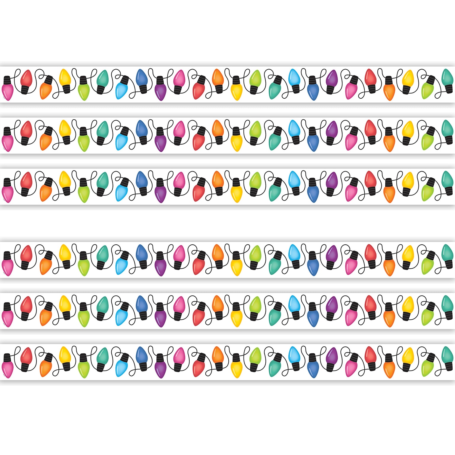 Teacher Created Resources Die-Cut Border Trim, 2.75 x 2.92, Colorful Holiday Lights, 12/Pack, 6 Packs/Bundle (TCR6952-6)