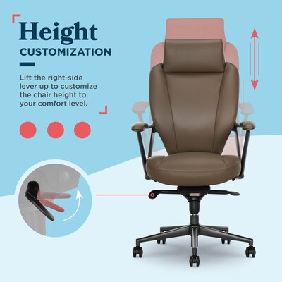 La-Z-Boy Vannes Ergonomic Polyurethane Swivel Executive Chair, Brown (60101-BRN)