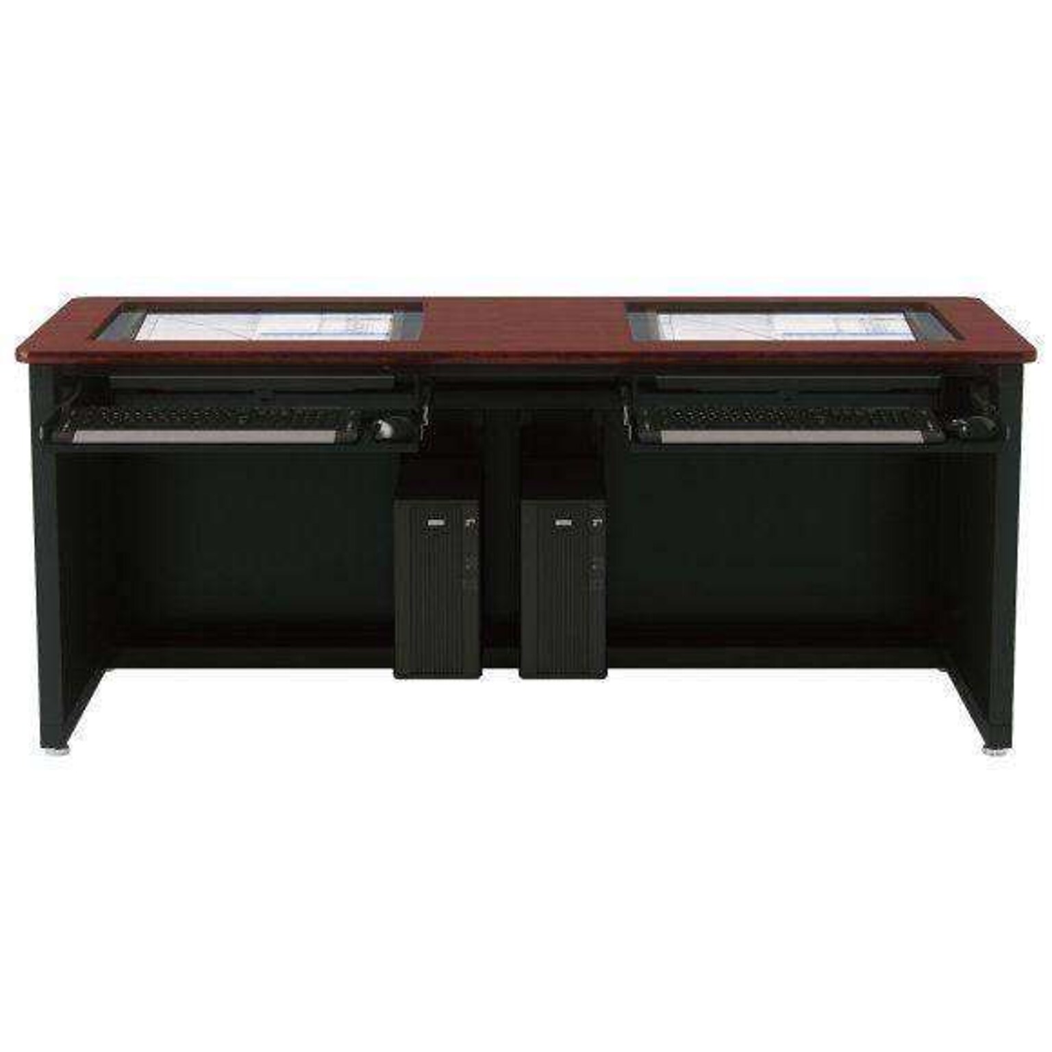 VersaDesk 72W Downview Computer Desk, Cherry/Black (DV7224-BC)