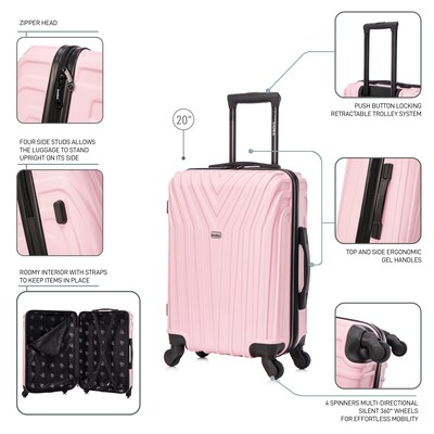 InUSA Vasty 22.44" Hardside Suitcase, 4-Wheeled Spinner, TSA Checkpoint Friendly, Pink (IUVAS00S-PNK)