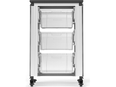 Luxor Mobile 3-Section Modular Classroom Storage Cabinet, 28.75"H x 18.2"W x 18.2"D, White (MBS-STR-11-3L)