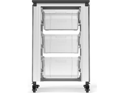 Luxor Mobile 3-Section Modular Classroom Storage Cabinet, 28.75"H x 18.2"W x 18.2"D, White (MBS-STR-11-3L)