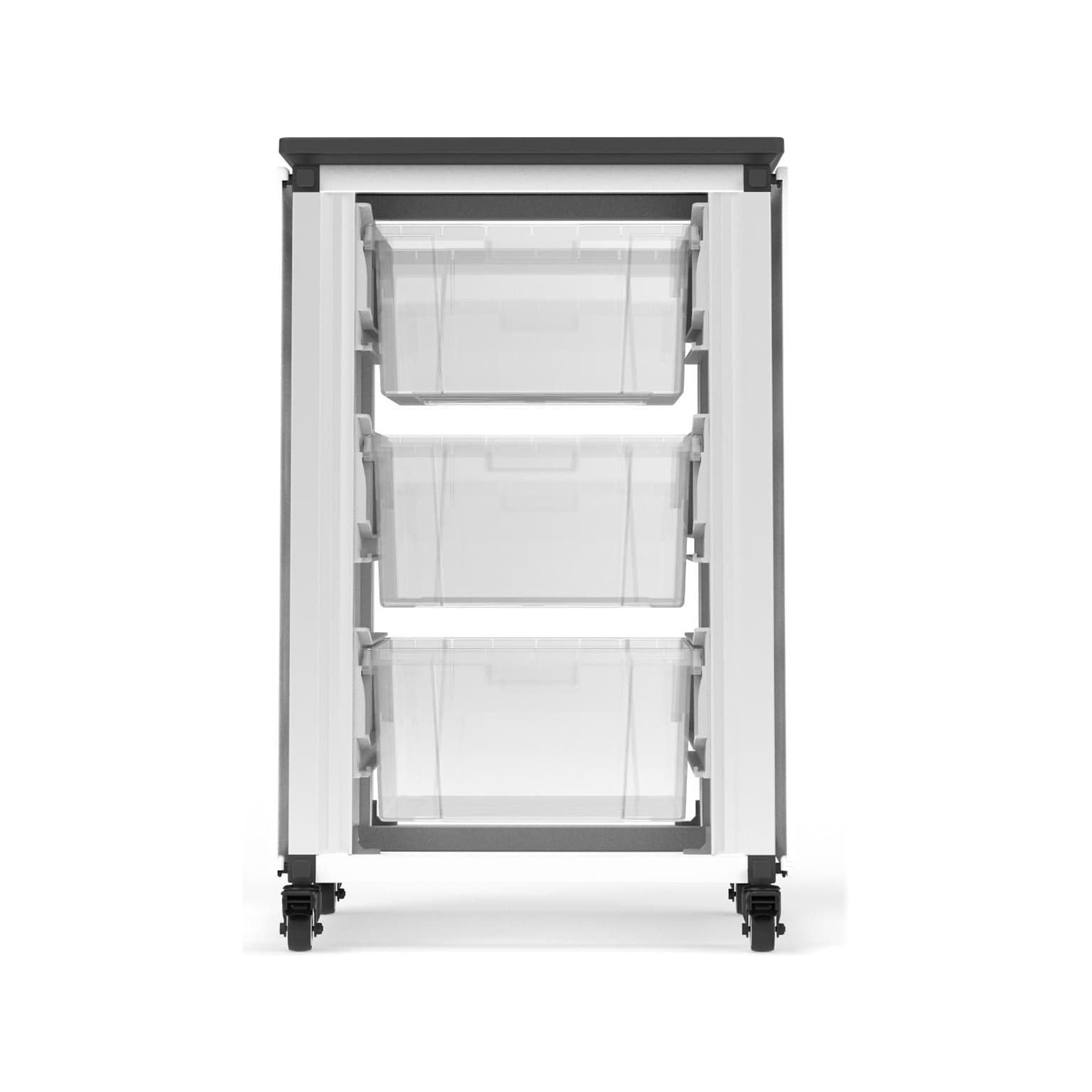 Luxor Mobile 3-Section Modular Classroom Storage Cabinet, 28.75H x 18.2W x 18.2D, White (MBS-STR-11-3L)