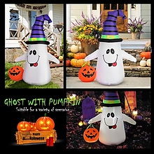 Halloween Inflatable LED Ghost with Pumpkin Lantern