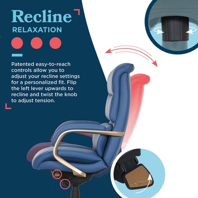 La-Z-Boy Aberdeen Ergonomic Bonded Leather Swivel Executive Chair, Blue (51545-BLU)