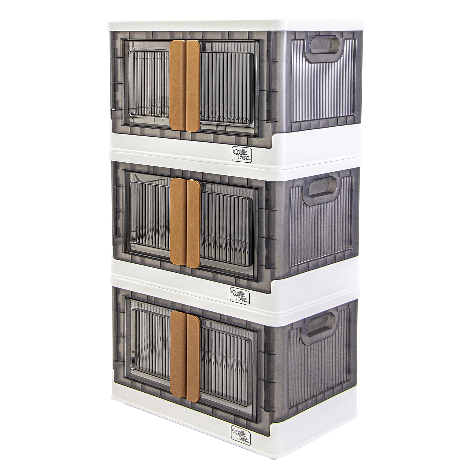 Dbest Quik Box Medium Stackable Folding Plastic Storage Bin, 12 x 12 x 12, 34 Qt., White, 3/Pack (01-990)