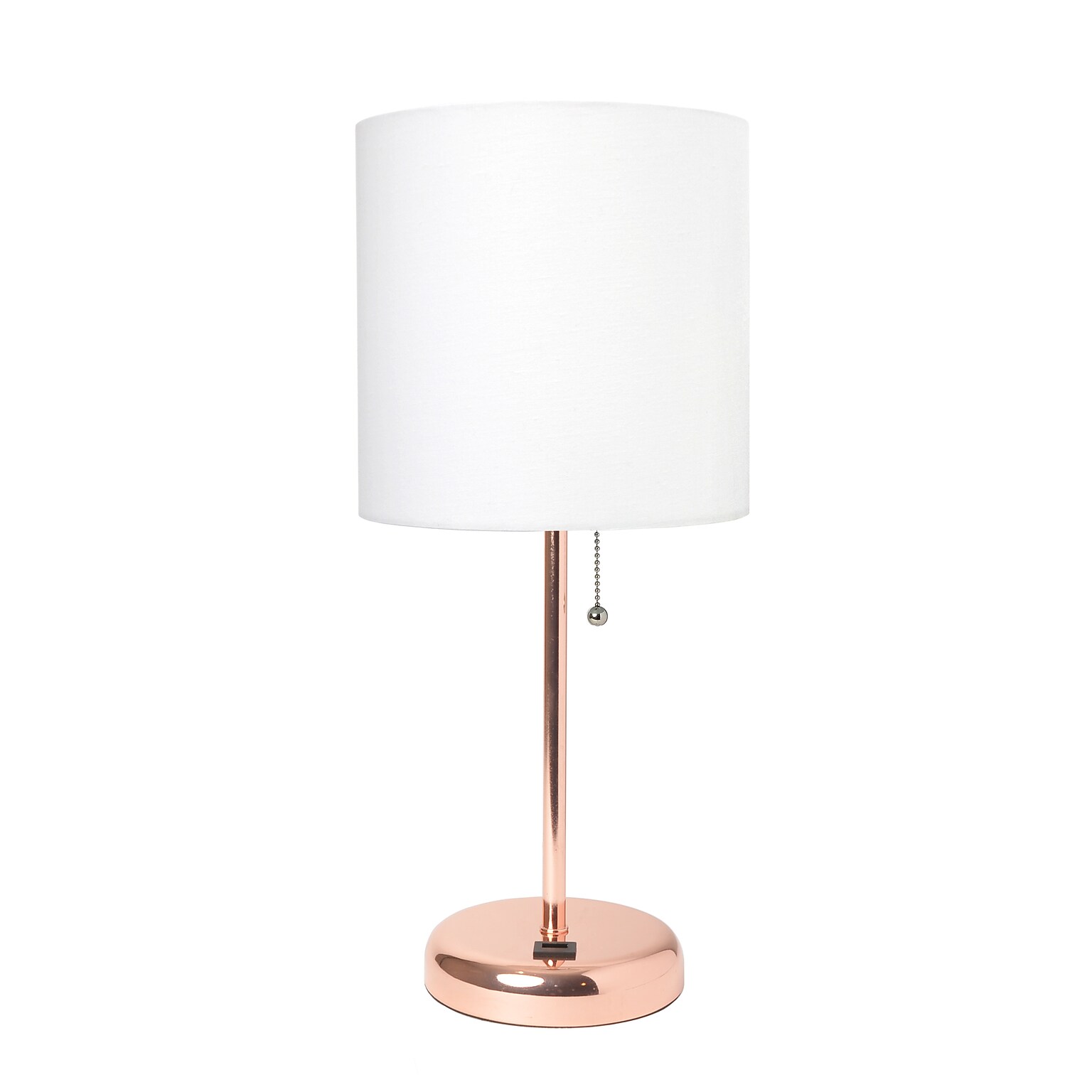Creekwood Home Oslo 19.5 LED Table Lamp with USB Port, Rose Gold/White Shade (CWT-2013-RG)