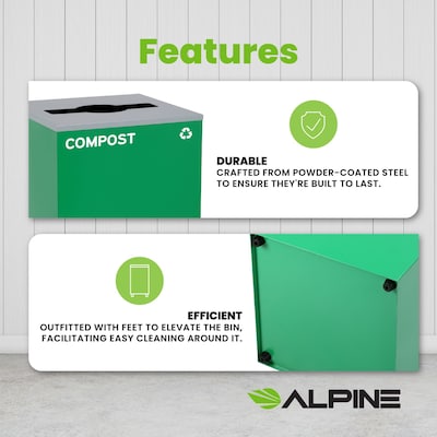 Alpine Industries 29 Gallon Indoor Compost Bin, Green (4450-GRN-M-COM)