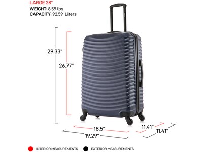 DUKAP Adly 28" Hardside Suitcase, 4-Wheeled Spinner, TSA Checkpoint Friendly, Navy Blue (DKADL00L-BLU)