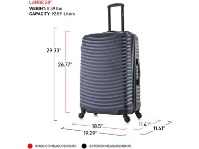 DUKAP Adly 29.33" Hardside Suitcase, 4-Wheeled Spinner, Navy Blue (DKADL00L-BLU)