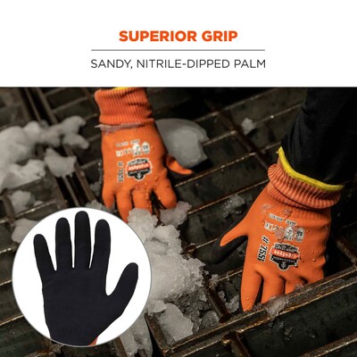 Ergodyne ProFlex 7551 Waterproof Cut-Resistant Winter Work Gloves, ANSI A5, Orange, XL, 1 Pair (17675)